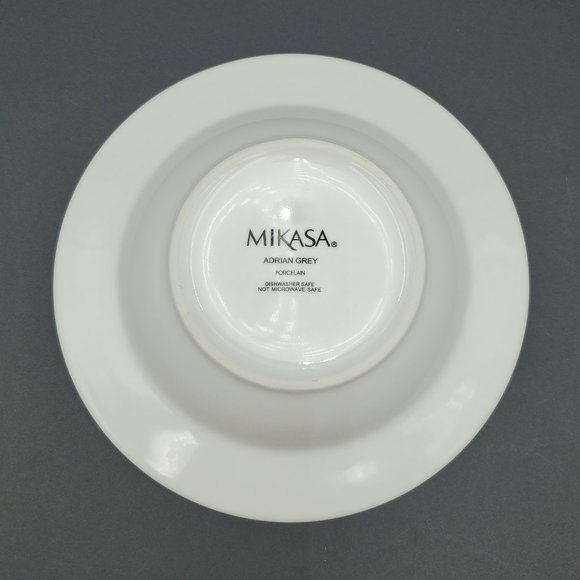 Mikasa Adrian Grey Rimmed Soup Bowls Gray Striped Rim Individual Pasta Bowls - Picture 4 of 7